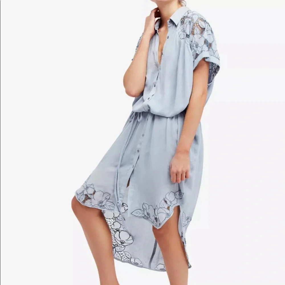 Free People Cut It Out midi Shirt Dress - Picture 1 of 5